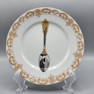 St. Martin Email de Limoges Fancy Spoon Dessert Appetizer Plate Replacement 7.5"